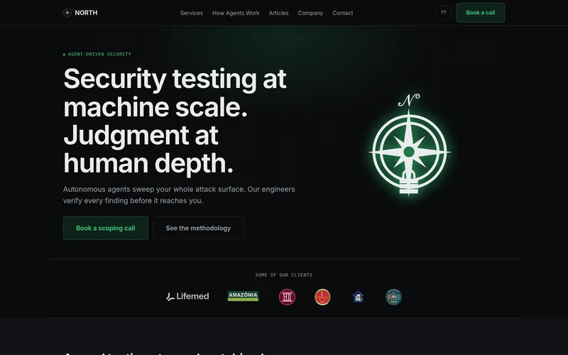 Homepage of North Information Security, a cybersecurity consultancy website
