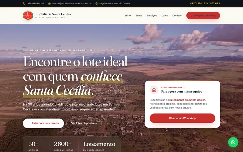 Homepage of Imobiliária Santa Cecília, a client website built by North Webcrafter